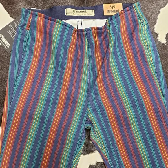 Rock & Roll Cowgirl Multicolor Striped Boot Cut Pants - Picture 2 of 4